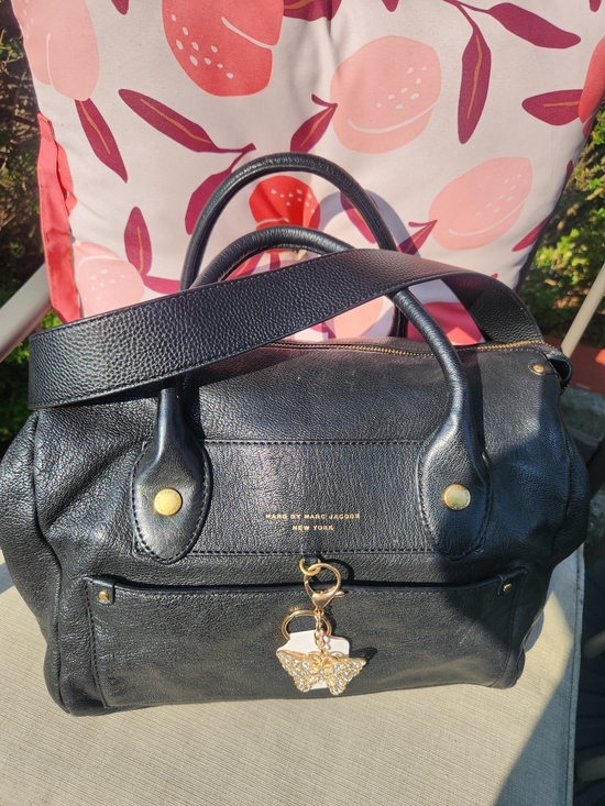 Marc By Marc Jacobs Handbags - Marc Jacobs Black Leather Larger Satchel Bag with Gold Hardware EUC